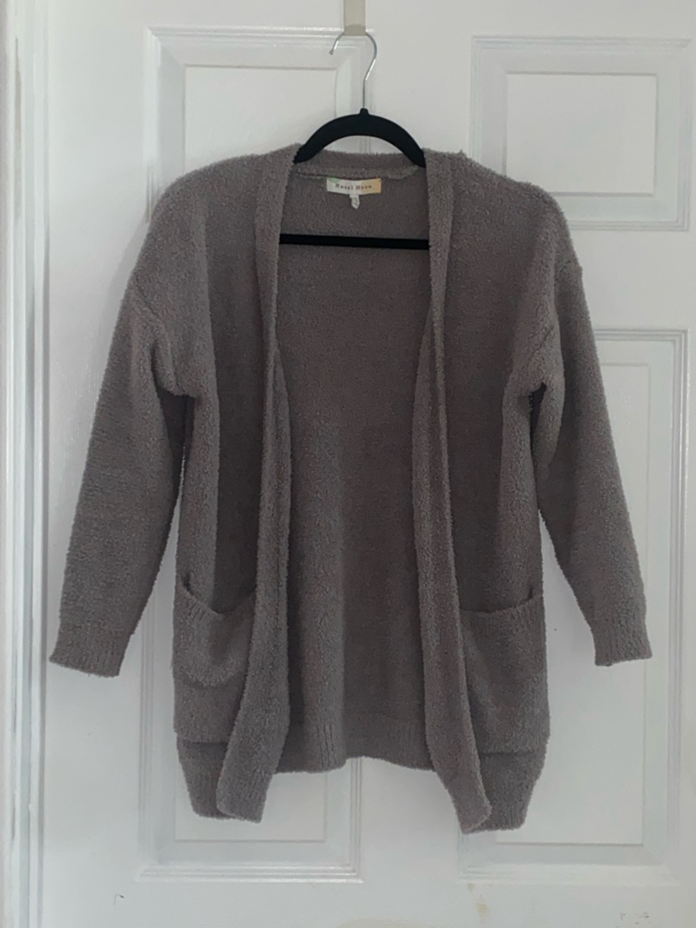 Hazel moon gray fuzzy cardigan sweater XS